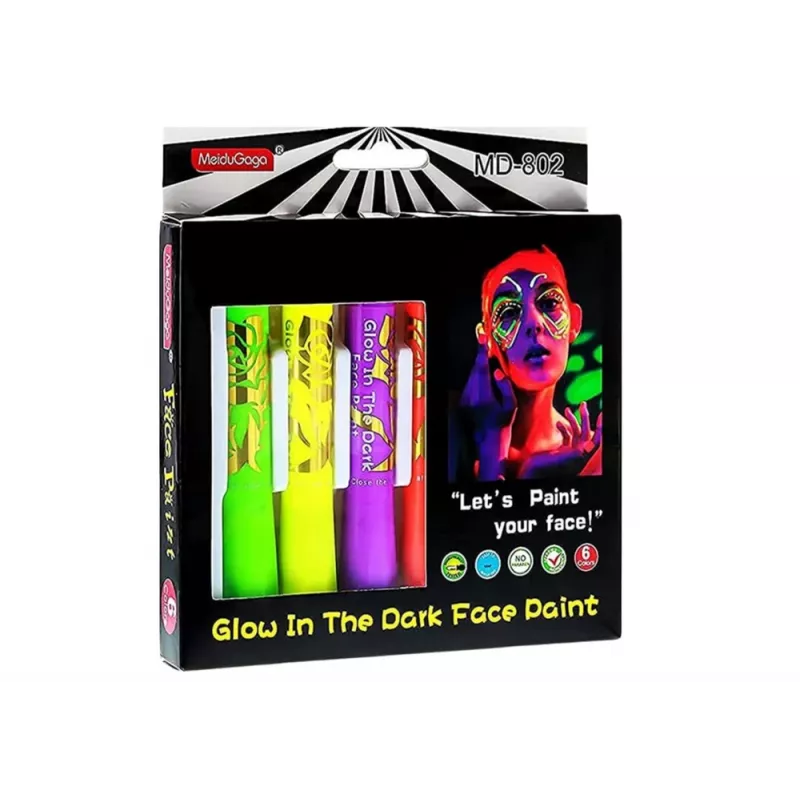 LEAN TOYS kasvomaalaussarja neon fluoresoivat kynät 6 kpl