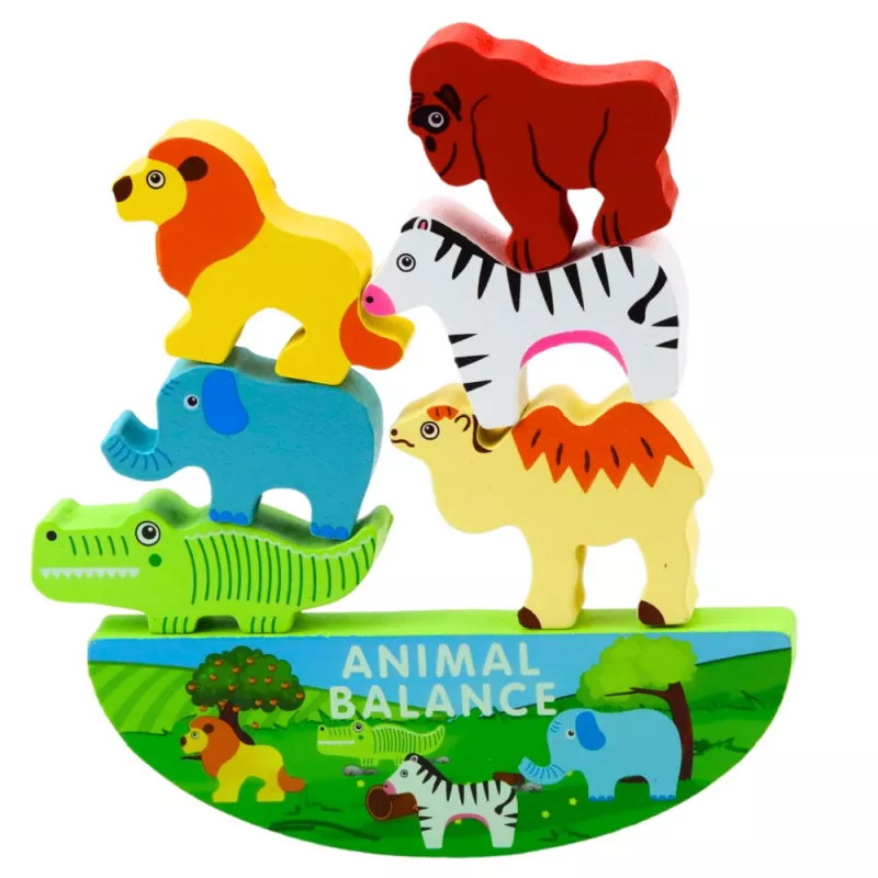 LEAN TOYS Balanced Animals puinen taitopeli 13 osaa