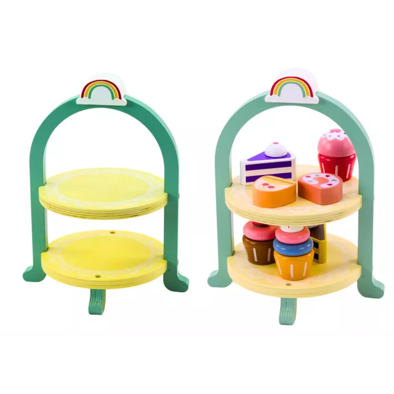 LEAN TOYS makeiset-sarja kakku cupcakes puinen teline