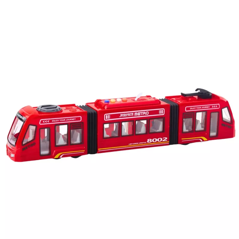 LEAN TOYS City Metro raitiovaunu ovilla, valolla ja äänellä, punainen 1:16