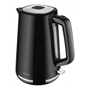AMICA vedenkeitin 1,7 L KF304 - 2200 W ruostumaton teräs johdoton sähköinen vedenkeitin, hopea/musta