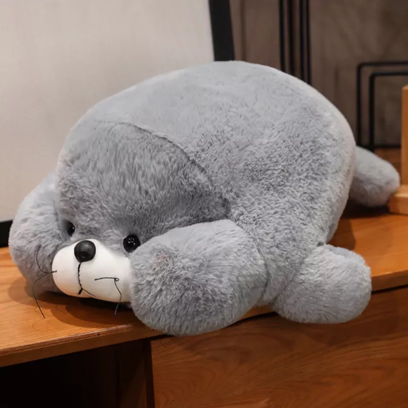 LEAN TOYS pehmeä maskotti pehmolelu iso harmaa hylje 29cm