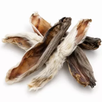 PETITTO kanin korvat turkilla koiran herkut, 500 g