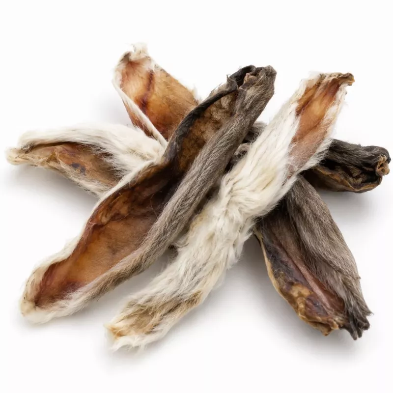 PETITTO kanin korvat turkilla koiran herkut, 500 g