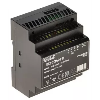 GLP hakkuriteholähde DL2-100-24-U – 100W 24V DIN-kiskokiinnitteinen teollisuusteholähde