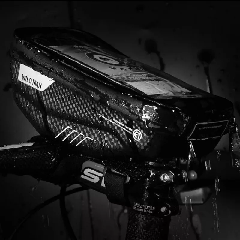 WILDMAN Bike Holder Case S E1 1L musta – kompakti pyörän runkolaukku tarranauhoilla