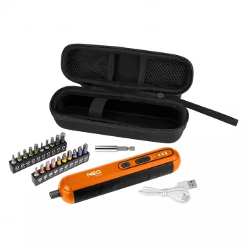 NEO TOOLS 04-199 akkuruuvimeisseli 4V Li-Ion USB-C, 6 bittiä ja LED-valo