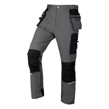 NEO TOOLS Mix&Match 4-suunta-joustavat työhousut Cordura-vahvistuksella, harmaa-musta, XXL