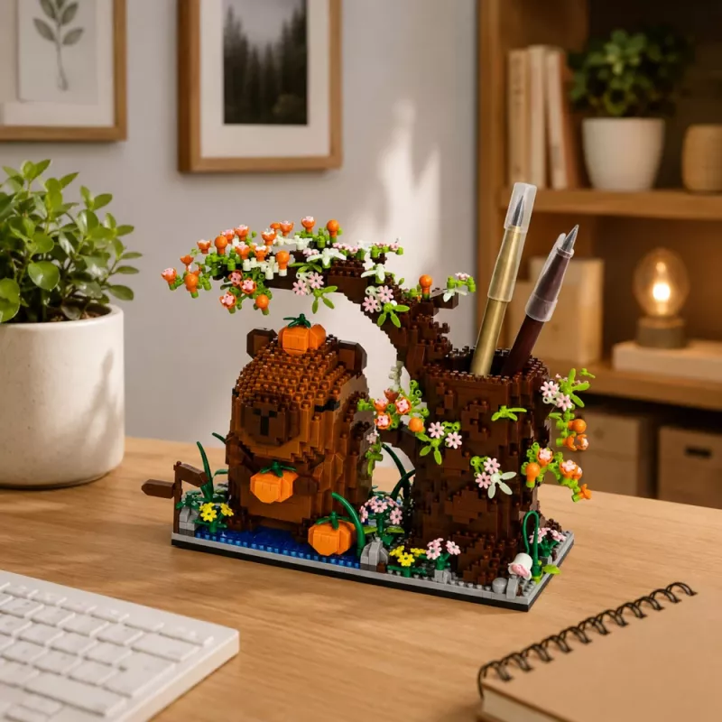 LEAN TOYS Capybara rakennuspalikat puu kynäteline 1800 osaa