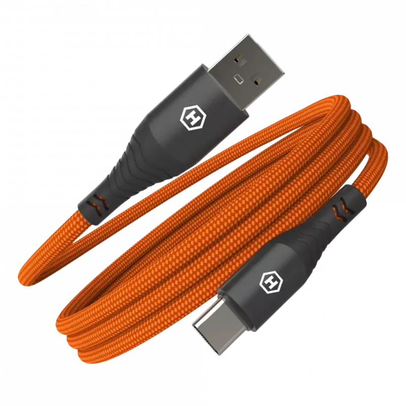 HAMMER USB-A - USB-C-kaapeli 1,2 m musta 480 Mbps lataus ja tiedonsiirto