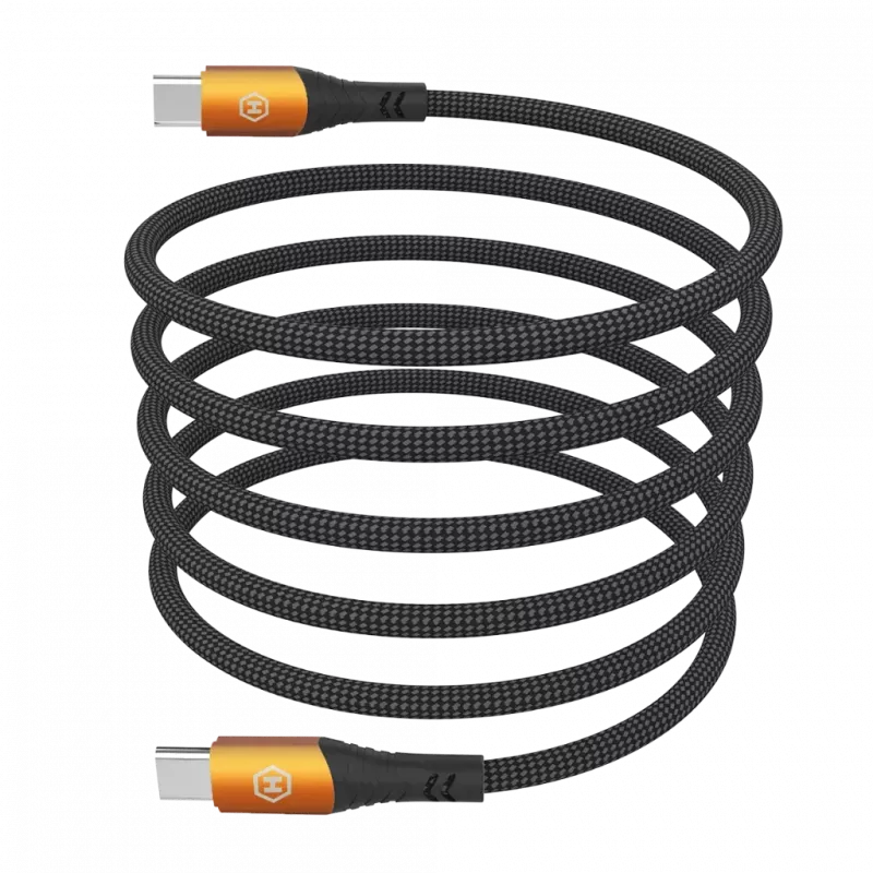 HAMMER USB-C - USB-C-kaapeli 1,2 m 60 W PD pikalataus ja tietojen synkronointi musta