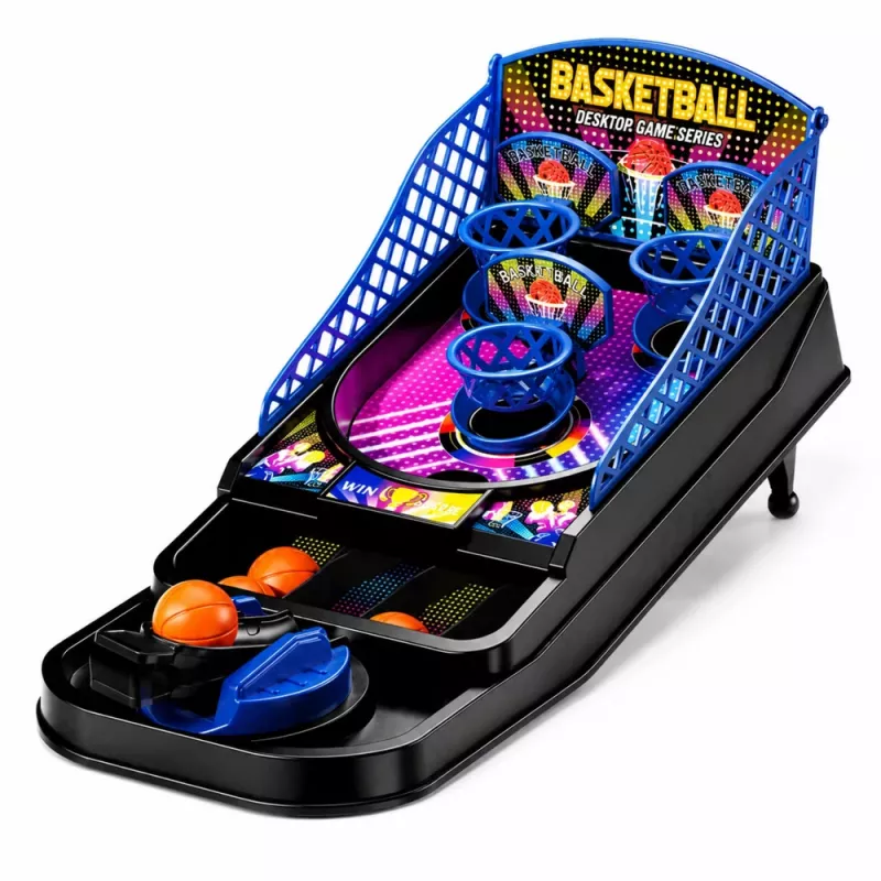LEAN TOYS mini pöytäkoripallo arcade-peli 3 korilla ja laukaisulaitteella