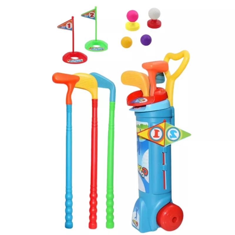 LEAN TOYS golf-setti trolylla, mailoilla, kenttäurheilupeli, 20-osainen