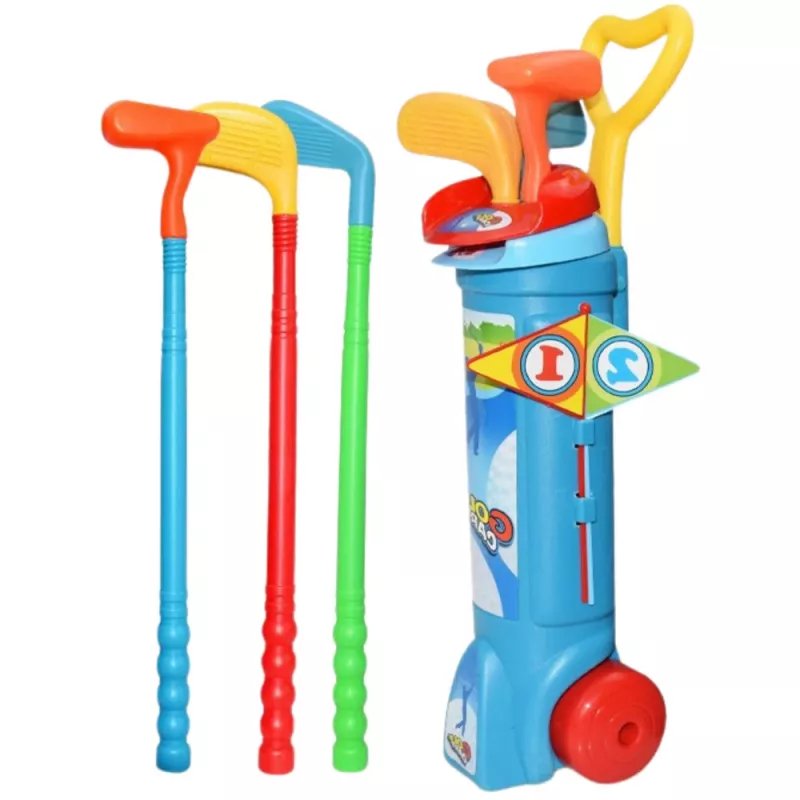 LEAN TOYS golf-setti trolylla, mailoilla, kenttäurheilupeli, 20-osainen