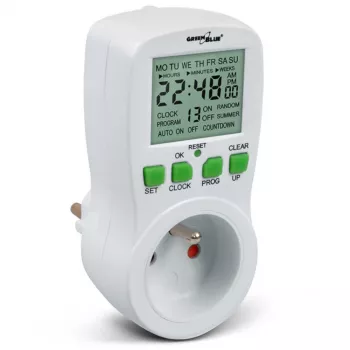 GreenBlue GB107 digitaalinen ohjelmoitava ajastinkytkin 16 ohjelmaa 230V 16A Schuko