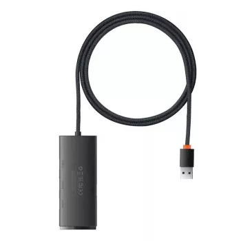 Baseus Lite Series 4-porttinen USB 3.0 -keskitin - 5Gbps, väylävirralla toimiva, musta (WKQX030101)