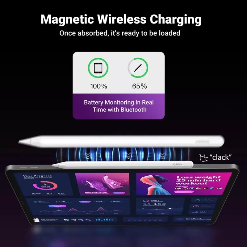 UGREEN LP653 Apple iPadin kosketuskynä langattomalla latauksella, valkoinen