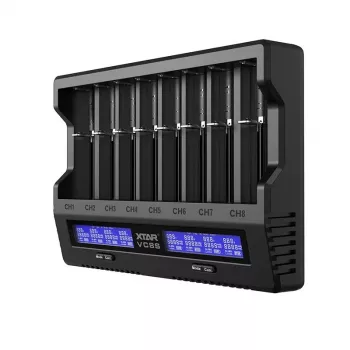 XTAR VC8S USB-C SET akkulaturi, 3,7V/1,2V