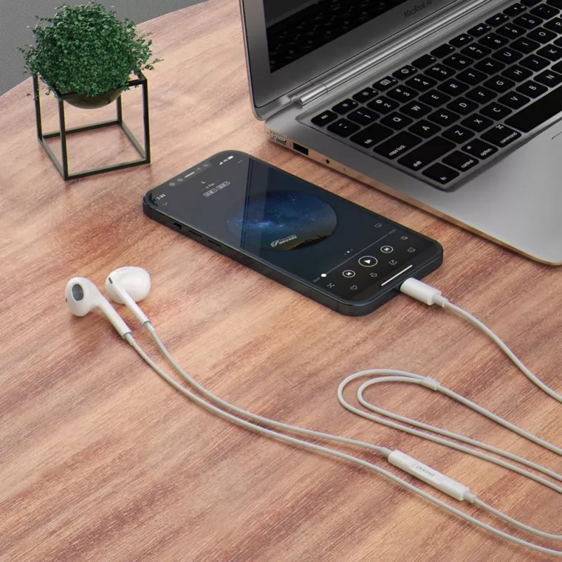 DUDAO X14ProT nappikuulokkeet USB-C-liitännällä, 1,2 m kaapeli, valkoinen