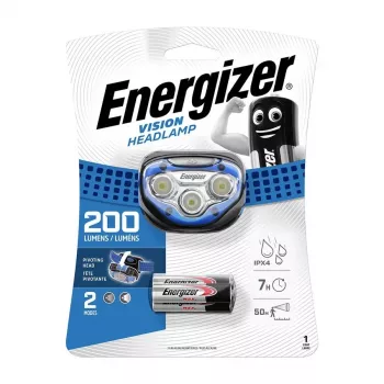 Energizer 326243 LED-otsalamppu, 200 lumenia, IPX4 roiskevesitiivis, 3 AAA-paristoa sisältyy, musta