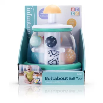B-KIDS Rollabout Ball Top Infantino – mint pinottava ja pyörivä lelu helinähelmillä vauvoille 6 kuukaudesta alkaen