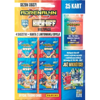 Panini FIFA 365 2027 Adrenalyn XL keräilykortti multipack Kick off – 6 boosteripakkausta + 2 Limited Edition -korttia