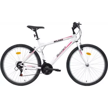 BIKE CITY MILANO 26 valkoinen/pinkki naisten kaupunkipyörä 6-vaihteinen Shimano