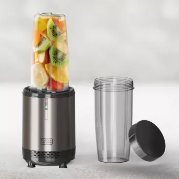 BLACK+DECKER ES9120160B henkilökohtainen tehosekoitin 1000W 2x 600 ml Tritan-pullolla ja matkakansilla