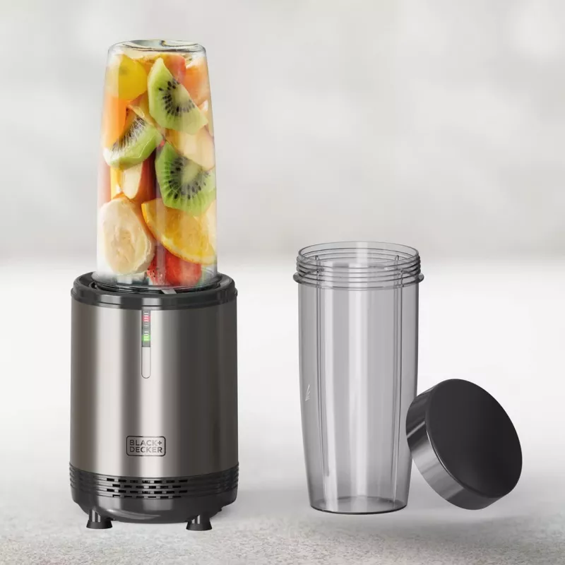 BLACK+DECKER ES9120160B henkilökohtainen tehosekoitin 1000W 2x 600 ml Tritan-pullolla ja matkakansilla