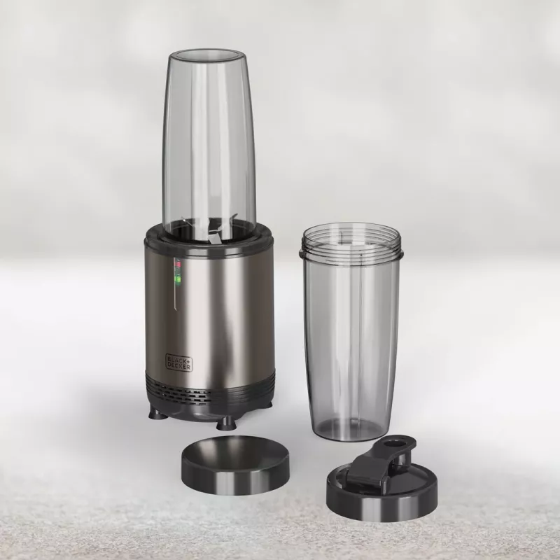 BLACK+DECKER ES9120160B henkilökohtainen tehosekoitin 1000W 2x 600 ml Tritan-pullolla ja matkakansilla