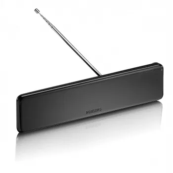 Philips SDV5225/12 sisäantenni TV:lle säädettävällä vahvistuksella, 1,8 m koaksiaalikaapeli, 75 ohmia, 3G/4G-suodatin, DVB-T/T2