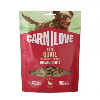 CARNILOVE koiran SOFT-herkku viiriäinen oreganolla 200 g - viljattomat pehmeät herkut aikuisille koirille