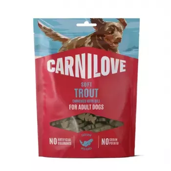 CARNILOVE koiran pehmeä herkku taimenella ja tillillä 200 g – viljattomat koulutusherkut kaikille roduille
