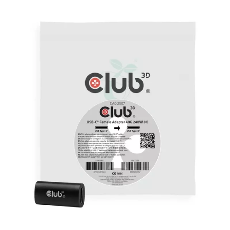 Club 3D USB-C naarasliitäntäadapteri 40G 240W 8K60Hz