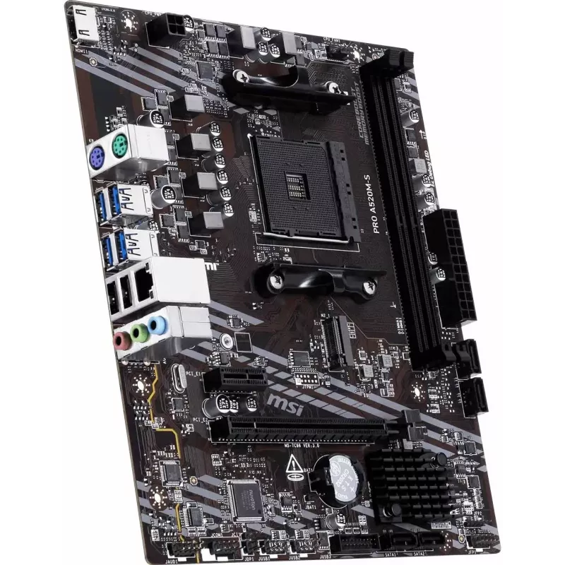 MSI A520M-S AMD A520 AM4 Micro-ATX -emolevy - DDR4, HDMI, DVI, VGA, Gigabit-LAN
