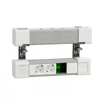 SCHNEIDER ELECTRIC UNICA SYSTEM+ PÖYTÄLAITE 4XSCHUKO+USB A/C+RJ45 OPT, VALKOINEN/HARMAA