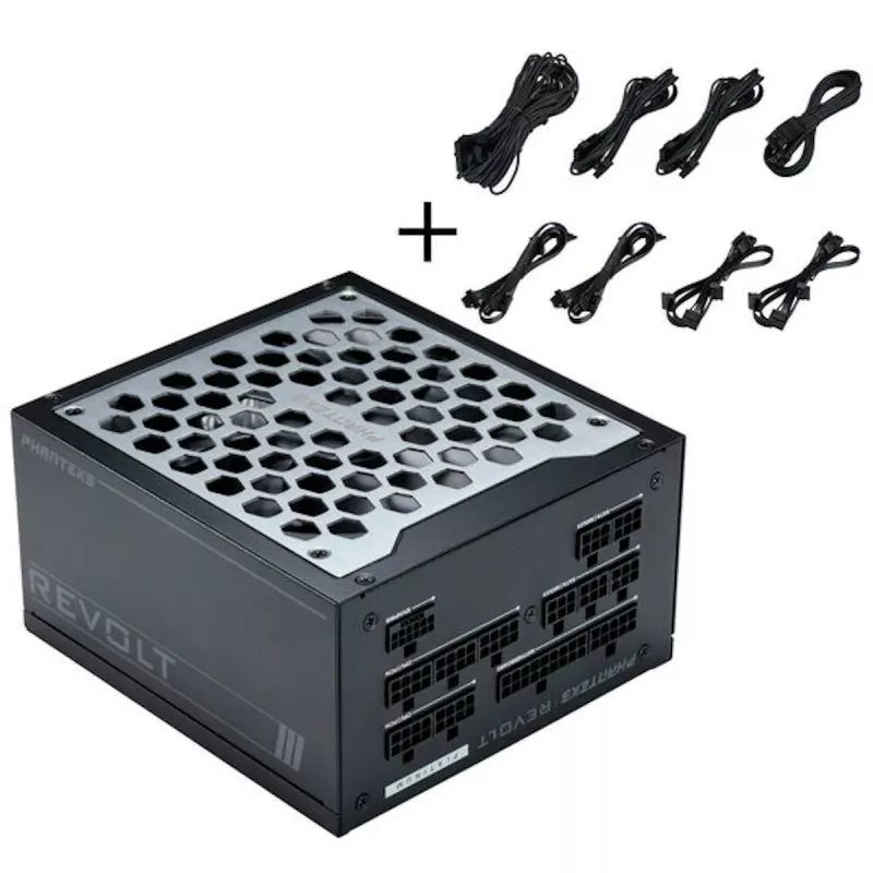 Phanteks Revolt 1200W Platinum -paketti, virtalähde ja kaapelisarja - musta