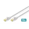 DIGITUS CAT6A S/FTP -kytkentäkaapeli, 0,5 m, harmaa, 10 kpl:n pakkaus