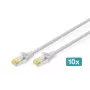 DIGITUS CAT6A S/FTP -verkkokaapeli, 3 m, harmaa, 10 kpl:n pakkaus