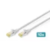 DIGITUS CAT6A S/FTP -verkkokaapeli, 3 m, harmaa, 10 kpl:n pakkaus