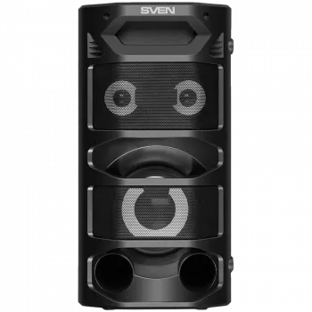2.0 kannettava kaiutin SVEN PS-670, musta, teho 2x32,5 W (RMS), TWS, Bluetooth, FM, USB, microSD, LED-näyttö, kaukosäädin, litiumakku