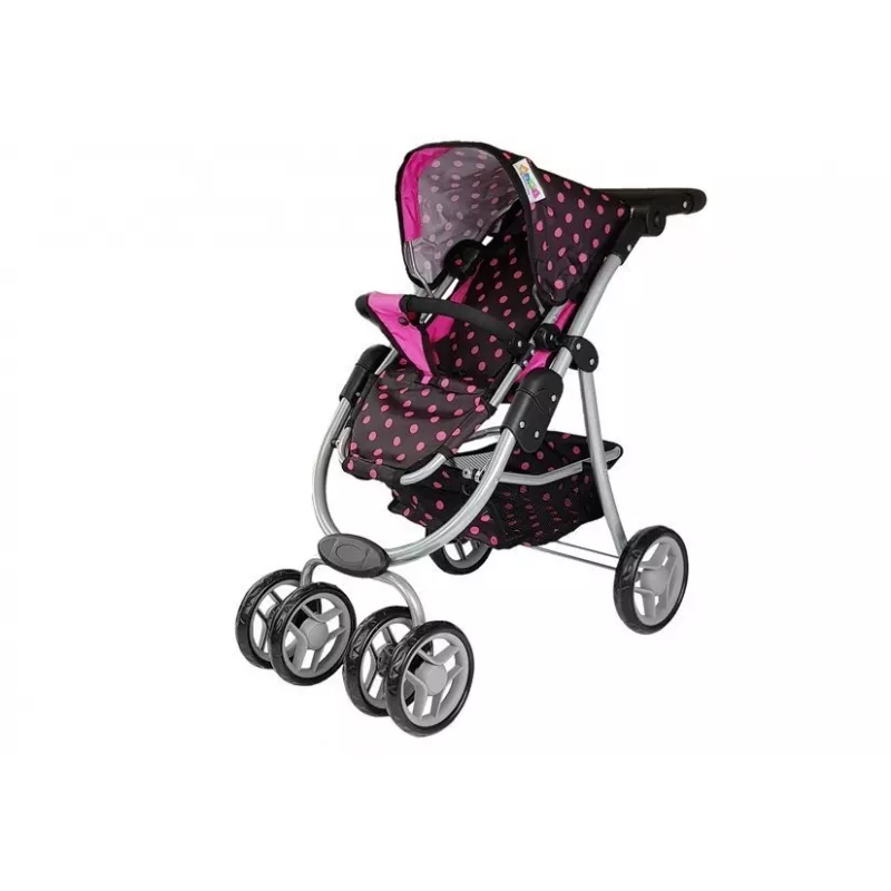 2-in-1 lastenvaunut hoitolaukulla musta-pinkki 7706 Lean Toys