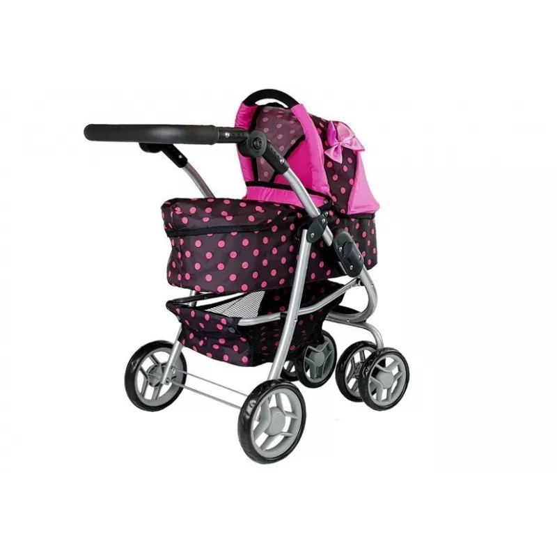 2-in-1 lastenvaunut hoitolaukulla musta-pinkki 7706 Lean Toys