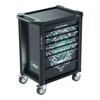 Wera 9700 Tool Rebel työpajavaunu 1, 7 laatikkoa, ruostumaton terästyötaso, vihreä/musta