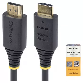 StarTech.com 1,5 m (4,9 ft) Premium Certified High Speed HDMI-kaapeli, 4K60Hz, musta