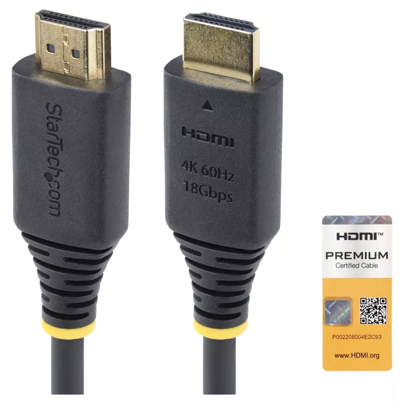 StarTech.com 1,5 m (4,9 ft) Premium Certified High Speed HDMI-kaapeli, 4K60Hz, musta