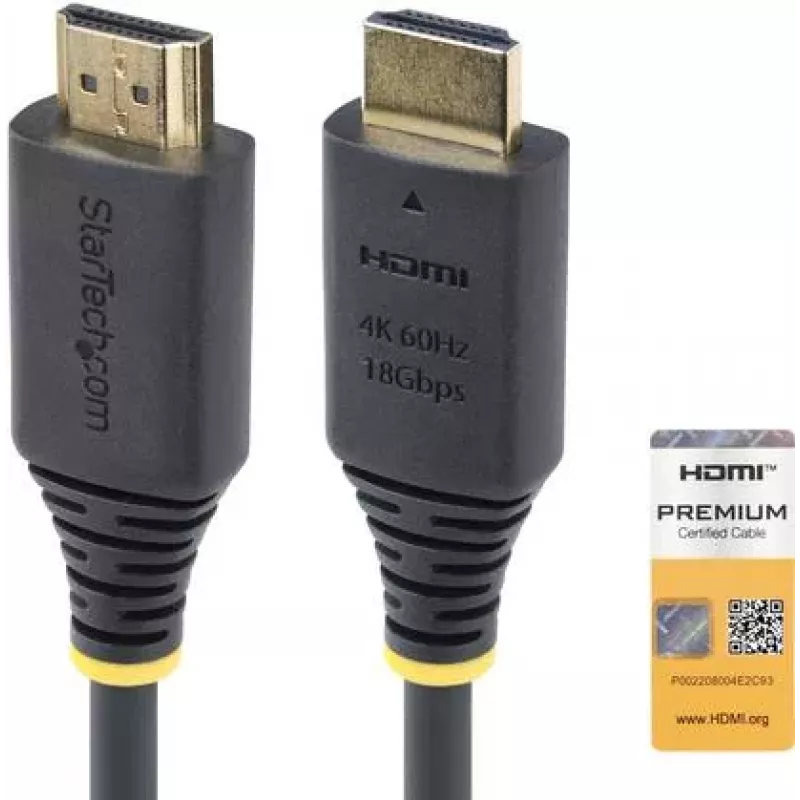 StarTech.com 1,5 m (4,9 ft) Premium Certified High Speed HDMI-kaapeli, 4K60Hz, musta