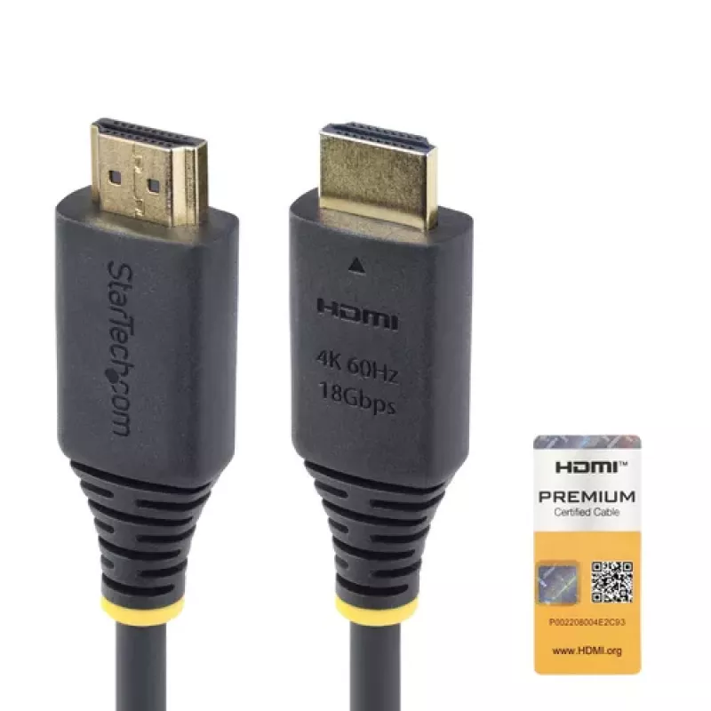 StarTech.com 1,5 m (4,9 ft) Premium Certified High Speed HDMI-kaapeli, 4K60Hz, musta