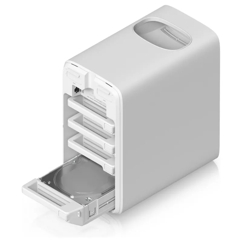 Ubiquiti UNAS-4-W 4-paikkainen NAS-palvelin, valkoinen, 4GB RAM, 1x 2.5GbE, 1x USB-C-laajennus