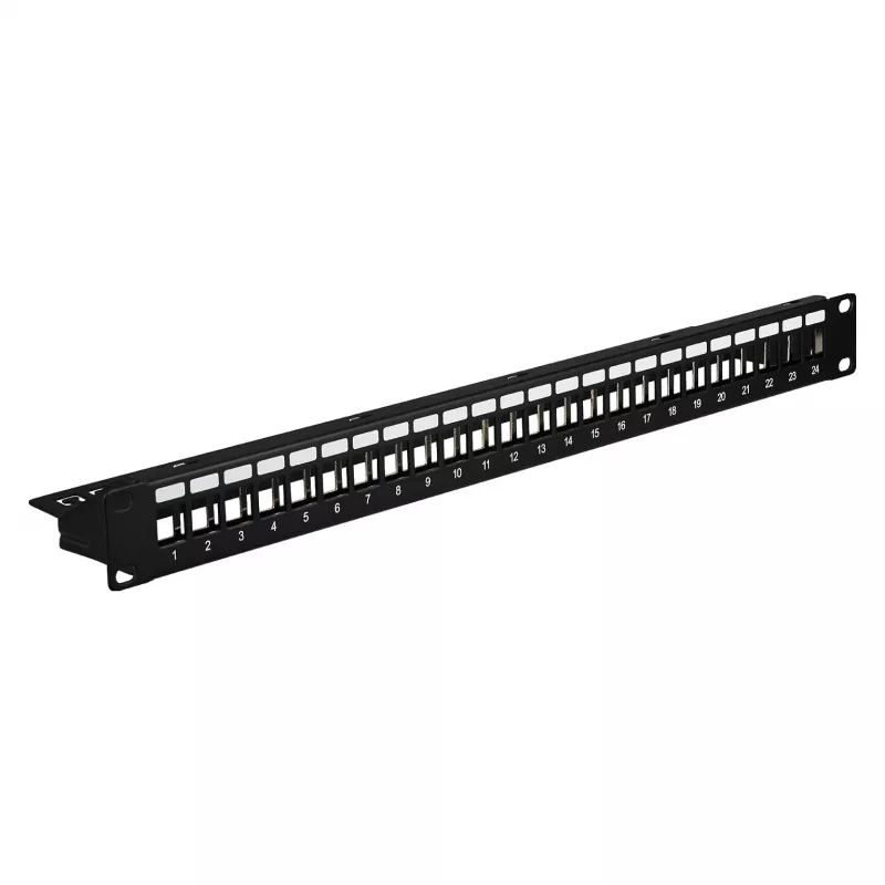 EFB jakelukenttä 19 inch 1U 24-porttinen suojattu Cat.6A musta RAL9005